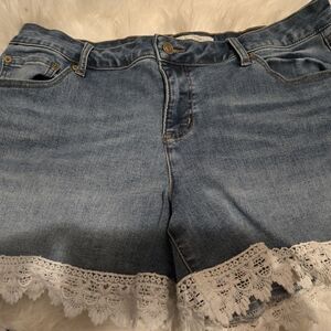 Denim Shorts with Lace Trim